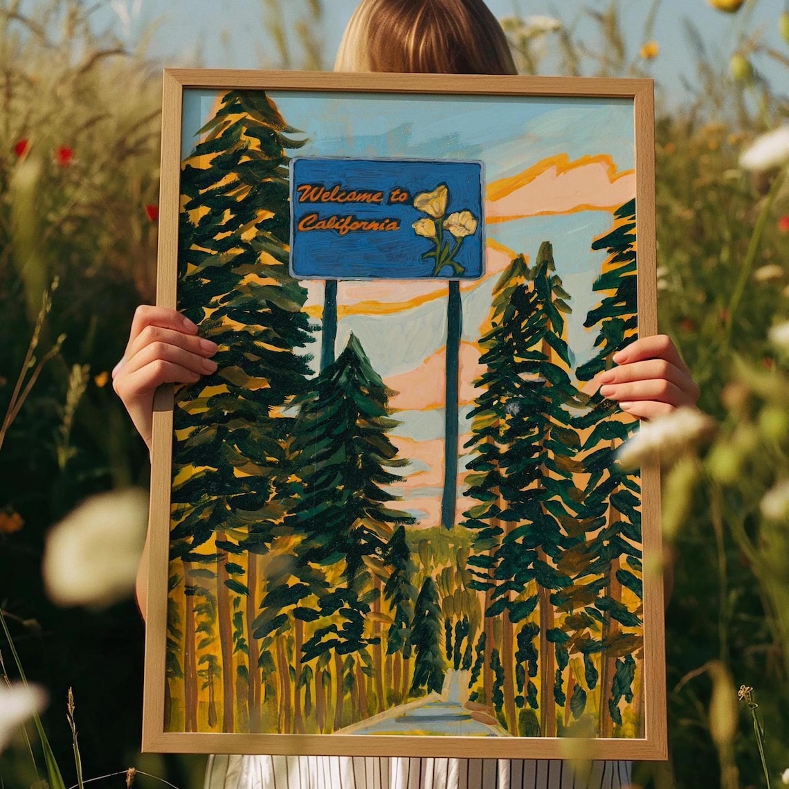 California Redwoods Mid-Century Modern Art Print