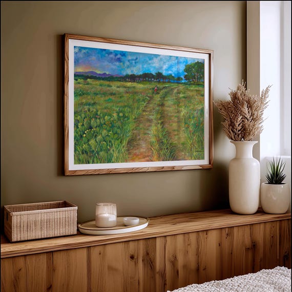 Guest Artist San Marcos Texas Wildflower Prickly Pear Cactus Nature Trail Landscape Giclee Print Botanical Hill Country Boho Southwest