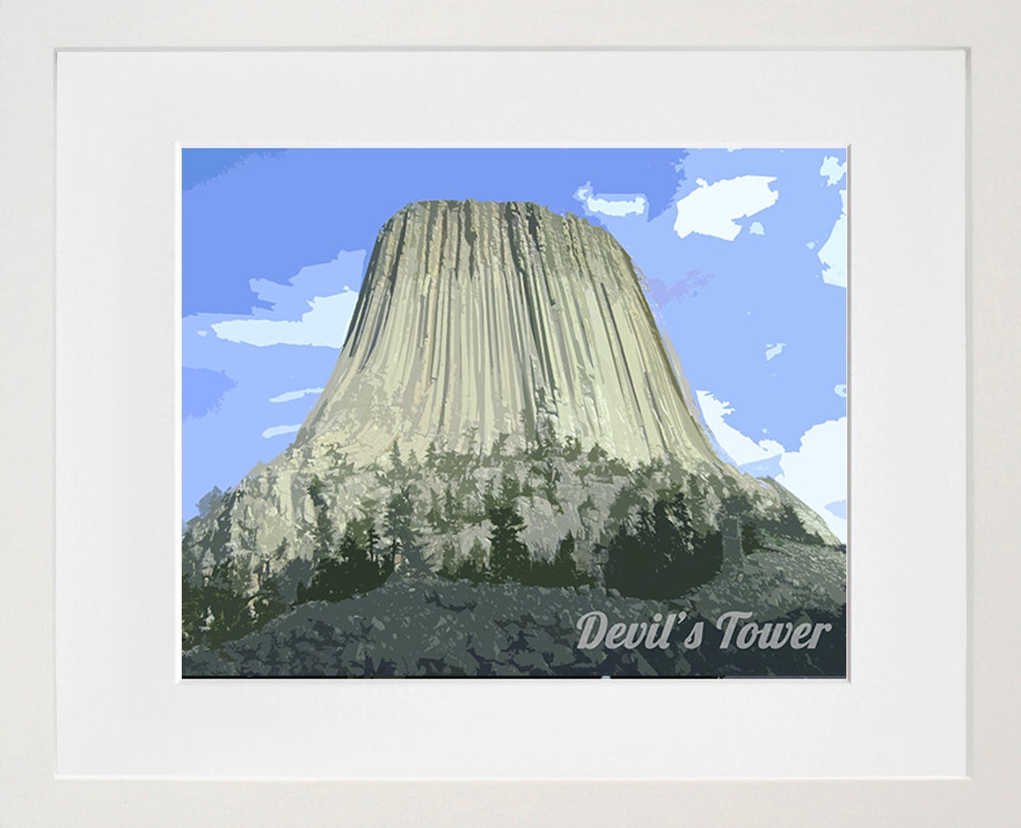 Devils Tower Wyoming Rock Formation Scenic Nature Art Poster