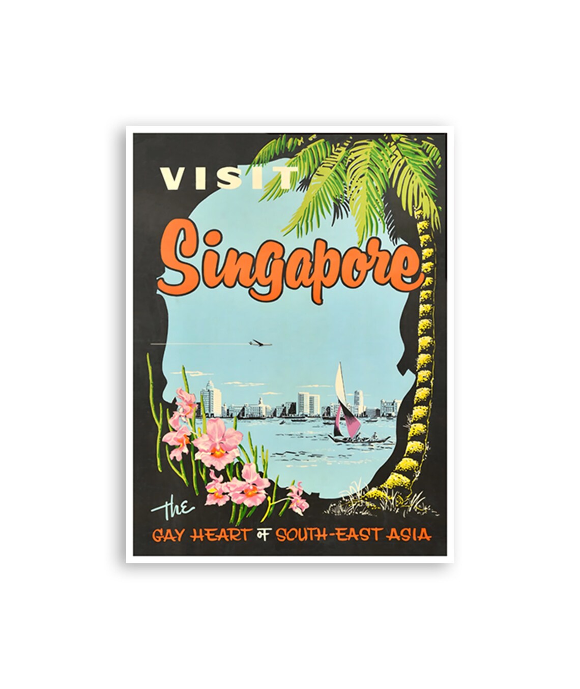 Singapore Asia Travel Poster, Asian Art Print