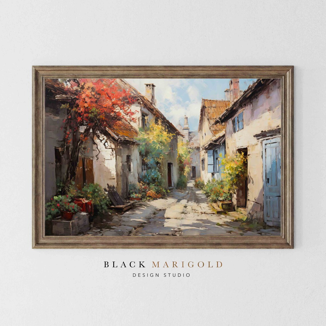 Hidden Lane Vintage Oil Painting Art Print