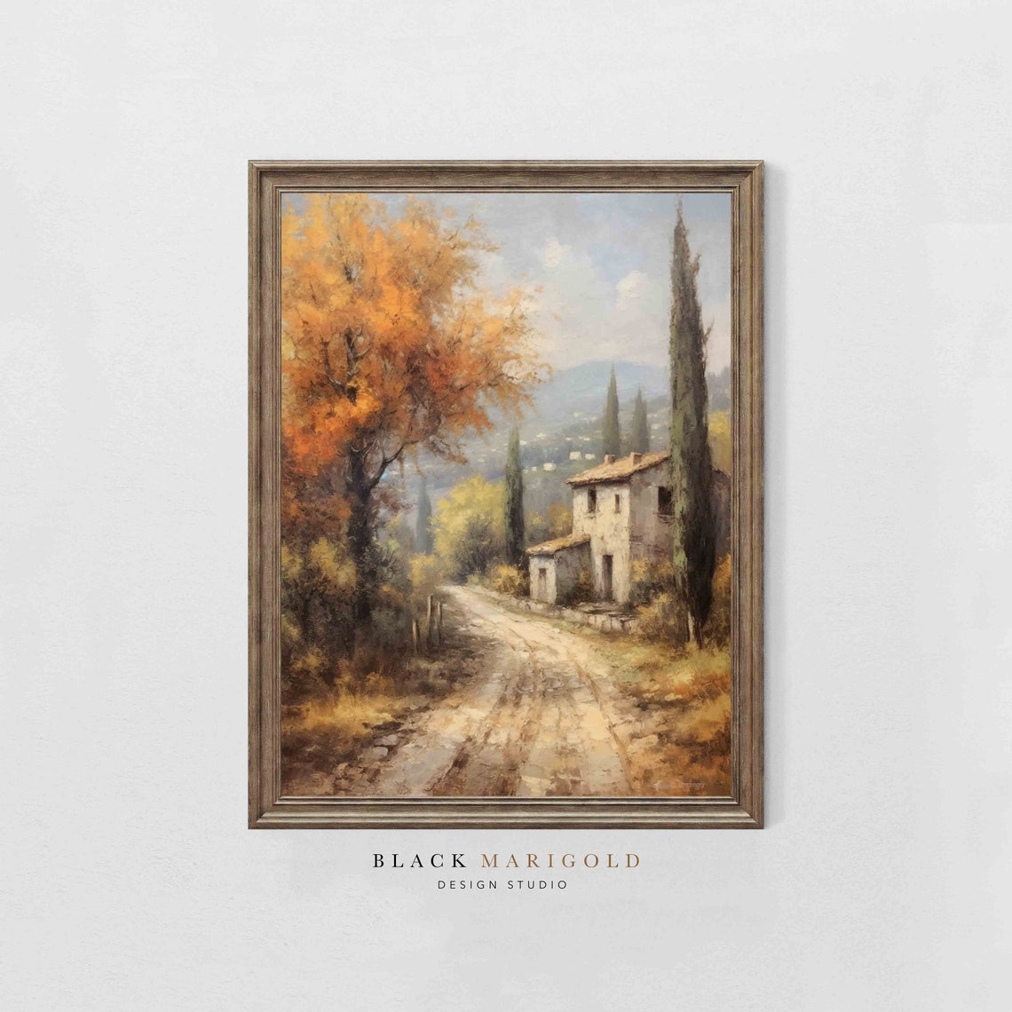Tuscan Country Road With Stone Villa and Cypress Trees Poster - Image 2