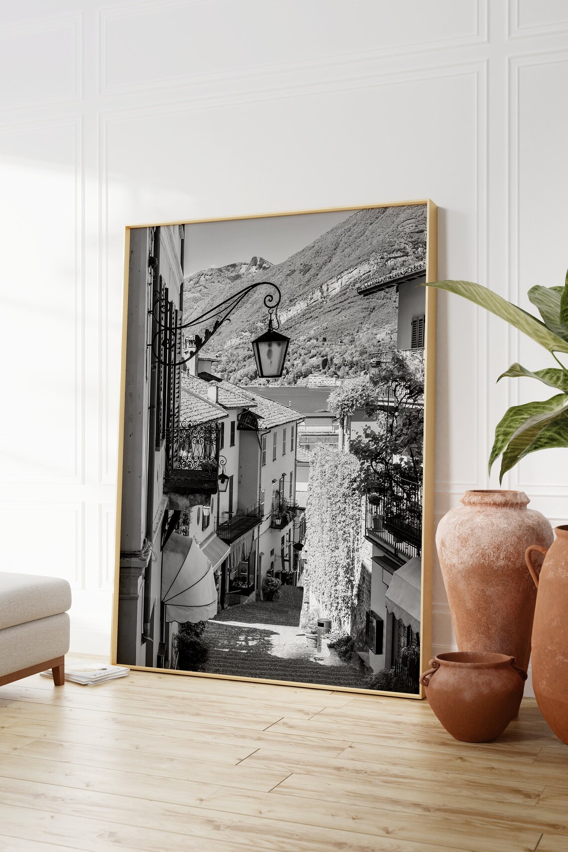 Lake Como Black And White Travel Poster Print - Image 2