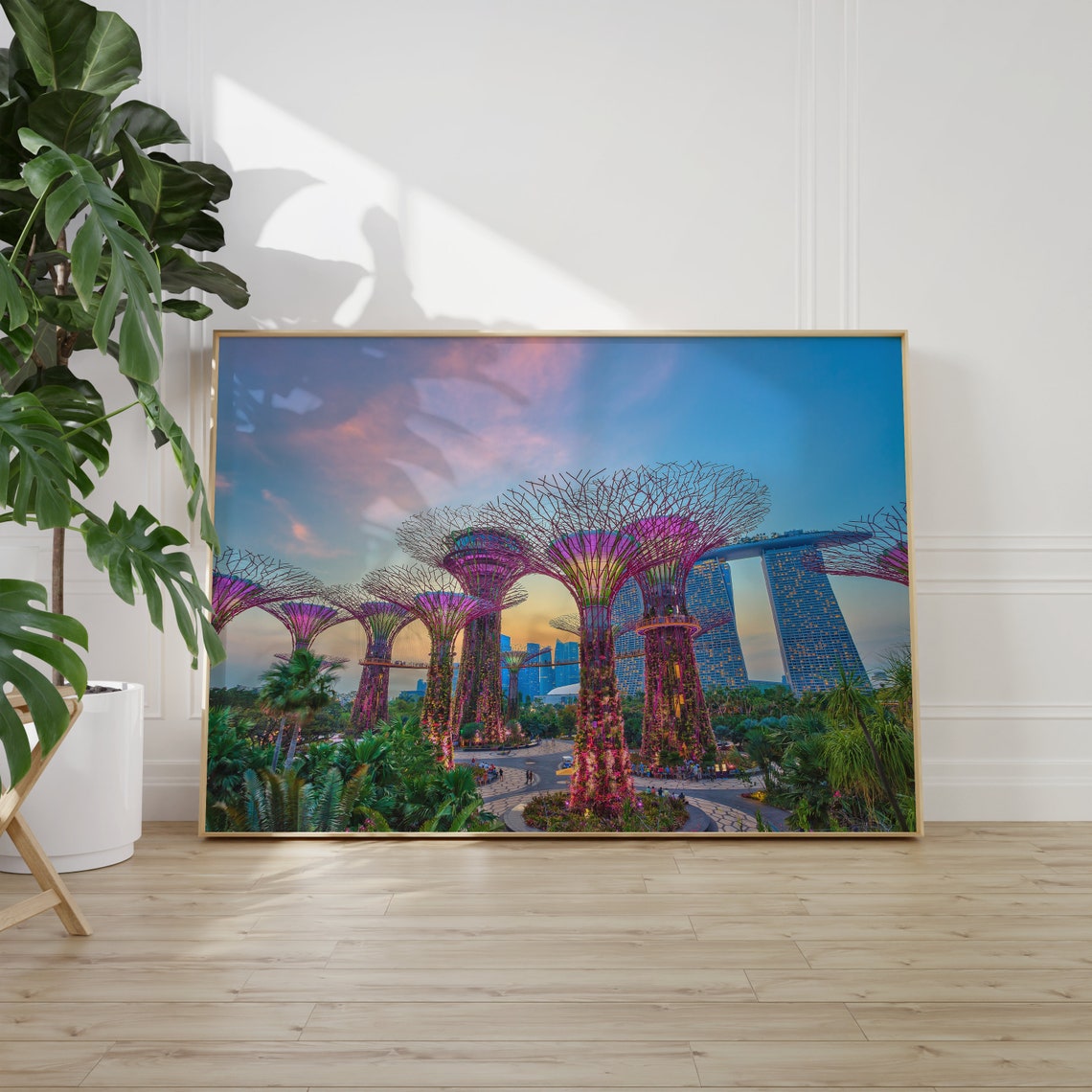 Singapore Gardens by the Bay Supertrees Dusk Marina Bay Sands Poster - Image 2