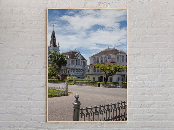 Georgetown Guyana Colonial Architecture Street View Travel Poster