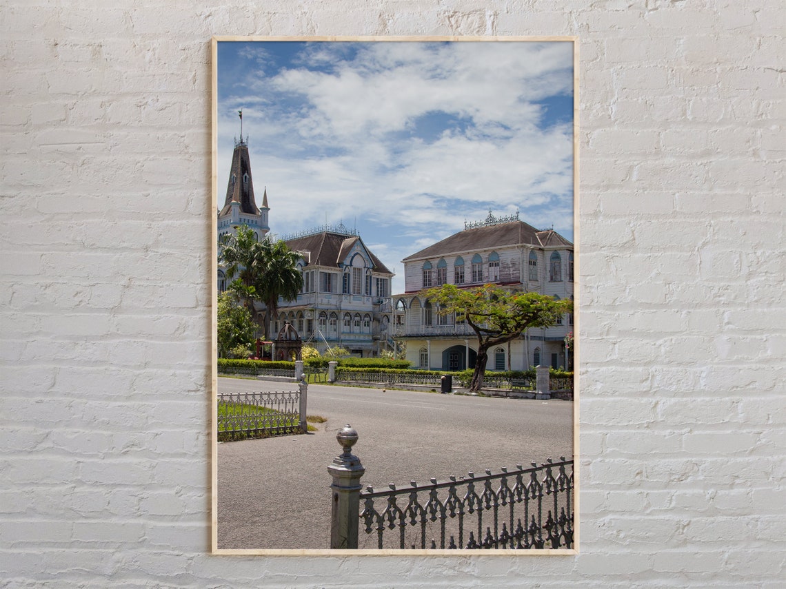 Georgetown Guyana Colonial Architecture Street View Travel Poster