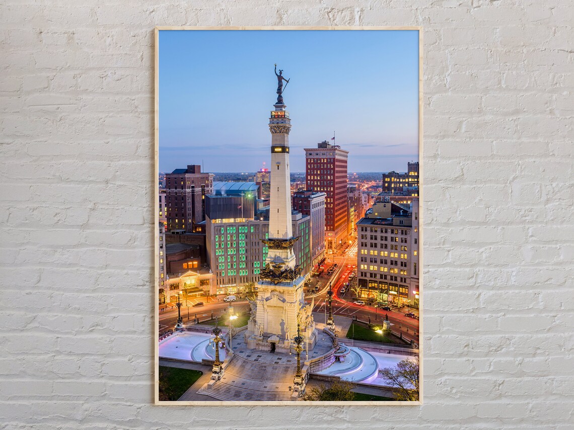 Indianapolis Soldiers Sailors Monument Dusk Real Photo Wall Art