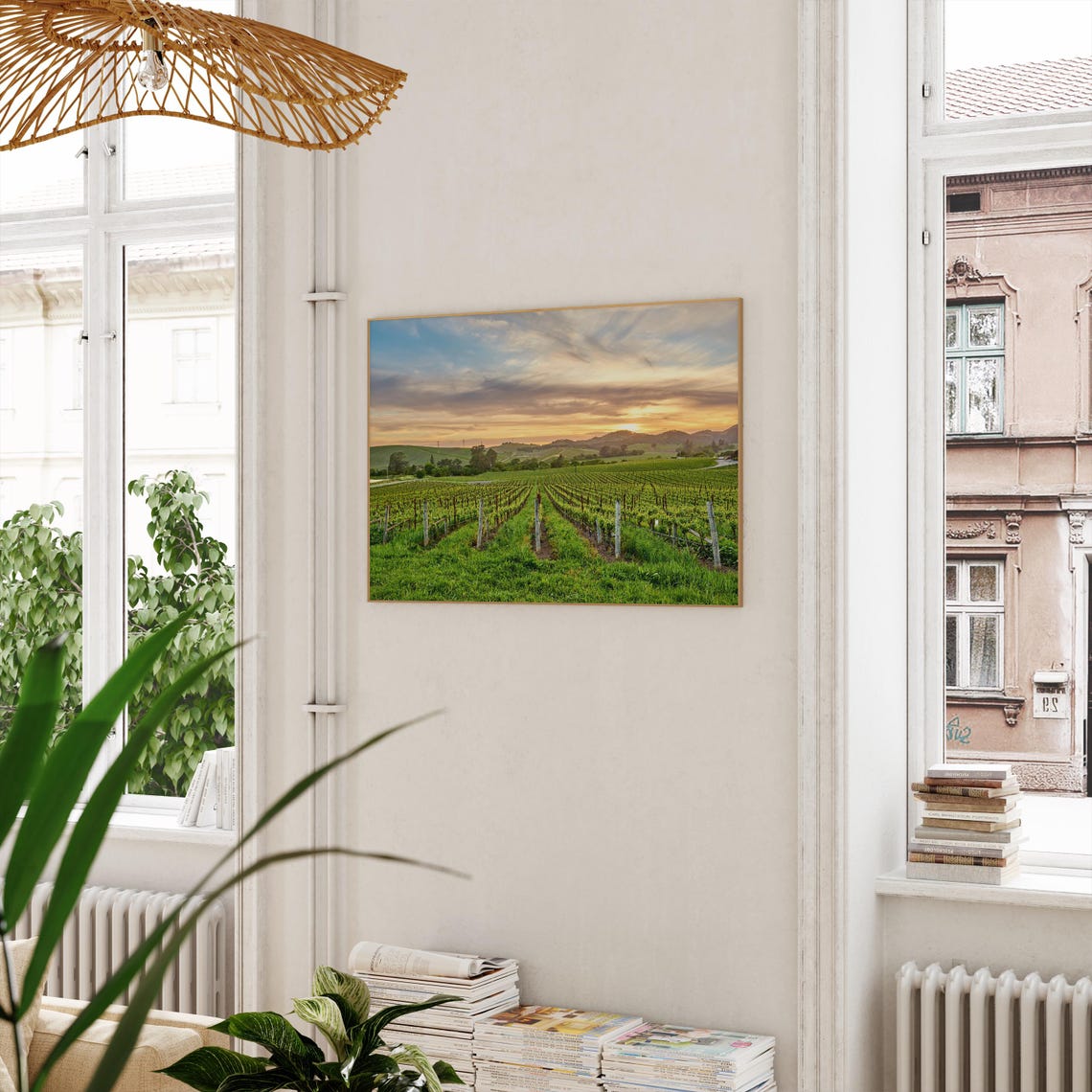 Napa Valley Vineyard Rows Golden Sunset Color Wine Country Poster - Image 3