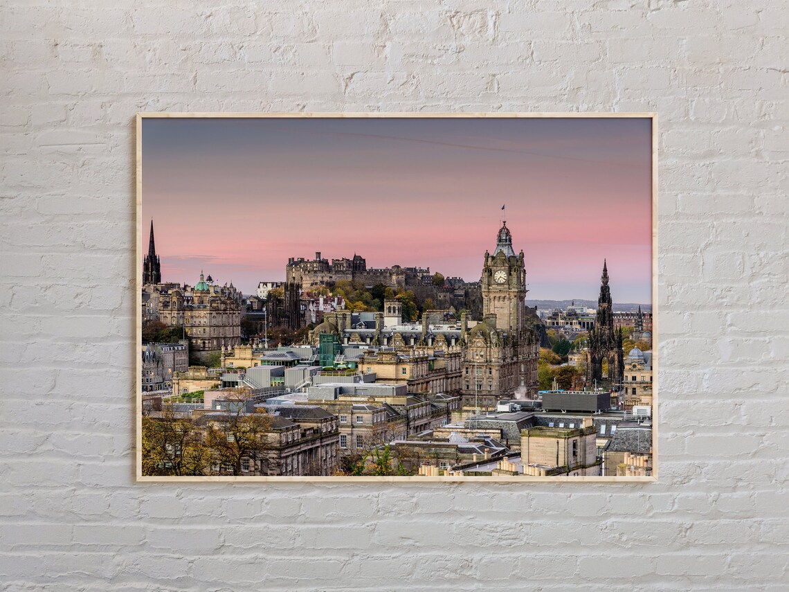 Edinburgh Travel Poster, Scotland Cityscape Art Print