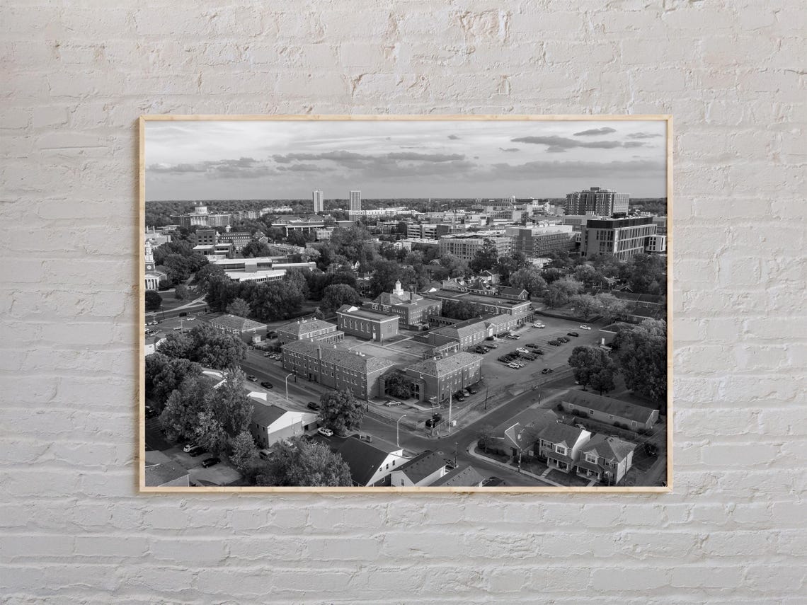 Lexington Kentucky Aerial View Black and White City Skyline Poster