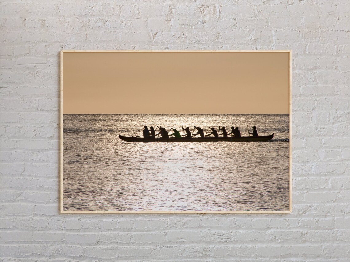 Hanalei Hawaii Outrigger Canoe Silhouette Sunset Landscape Poster