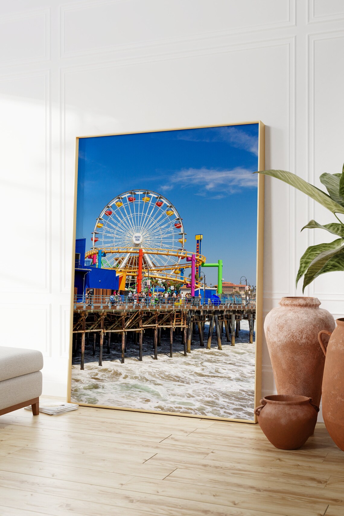 Santa Monica Pier Ferris Wheel Colorful Amusement Park Poster - Image 2