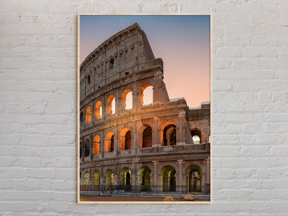 Rome Colosseum at Sunset Italy Landmark Real Photo Travel Poster