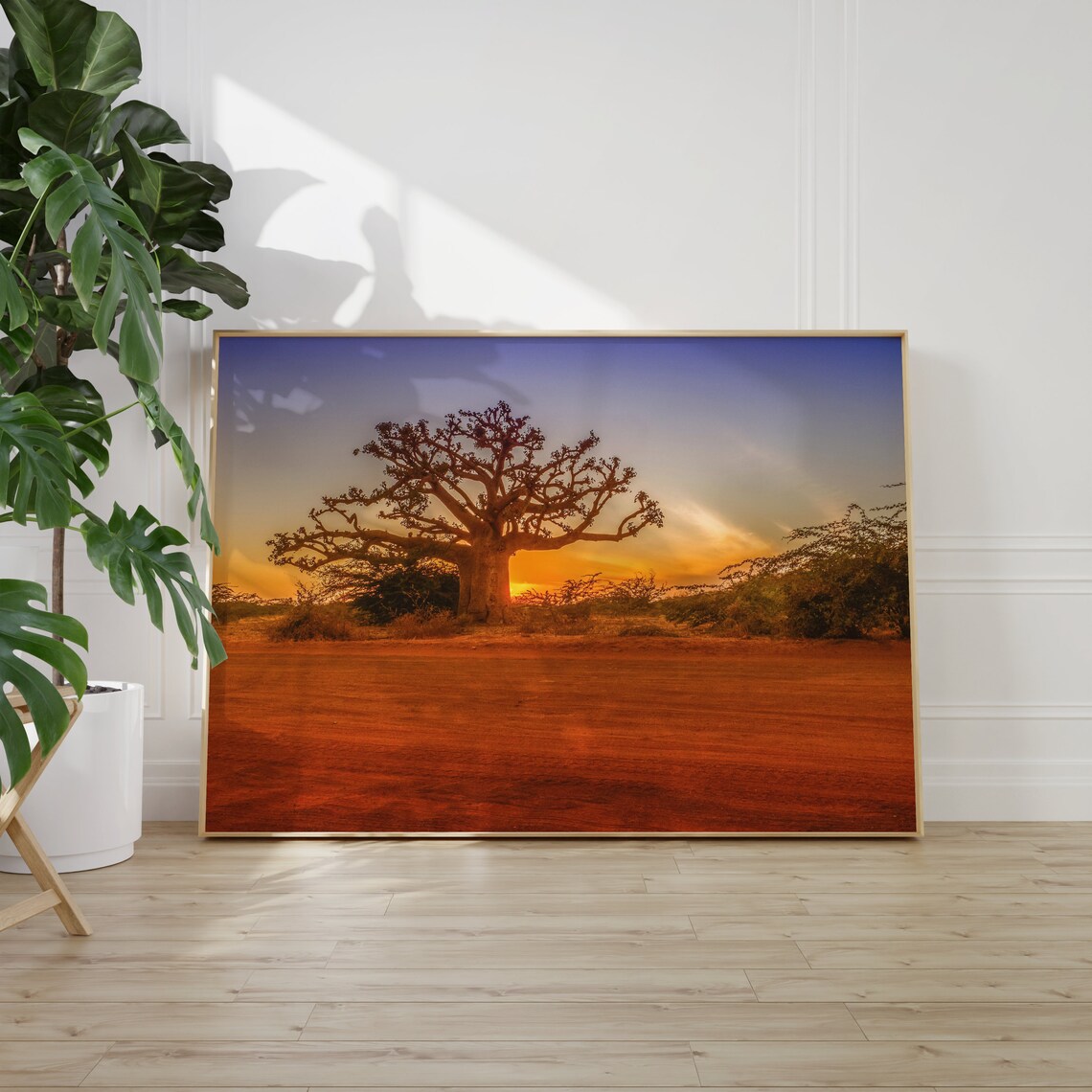 Senegal Baobab Tree Sunset Red Earth African Savanna Art Poster - Image 2