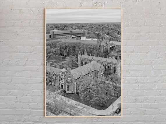 Black And White Gothic University Campus Aerial Photo Art Print