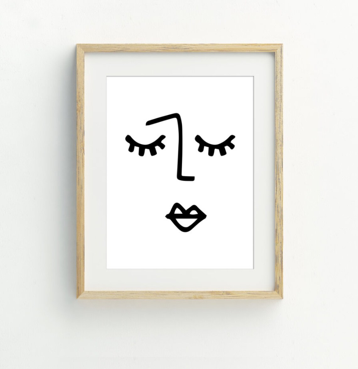 Black And White Abstract Face Line Art Minimalist Portrait Wall Art - Image 2