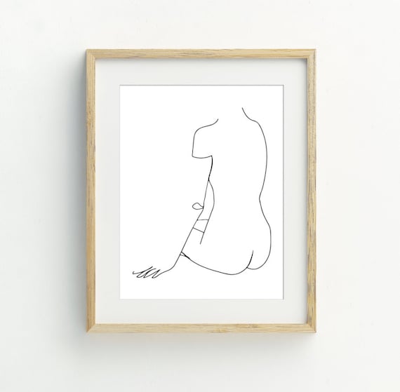 Nude Female Figure One Line Drawing Minimalist Body Abstract Poster
