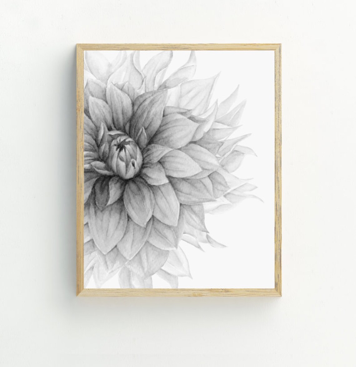 Dahlia Flower Print, Modern Black and White Art Print - Image 2