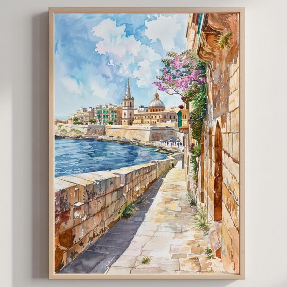 Malta Travel Poster Watercolor Illustration Art Print