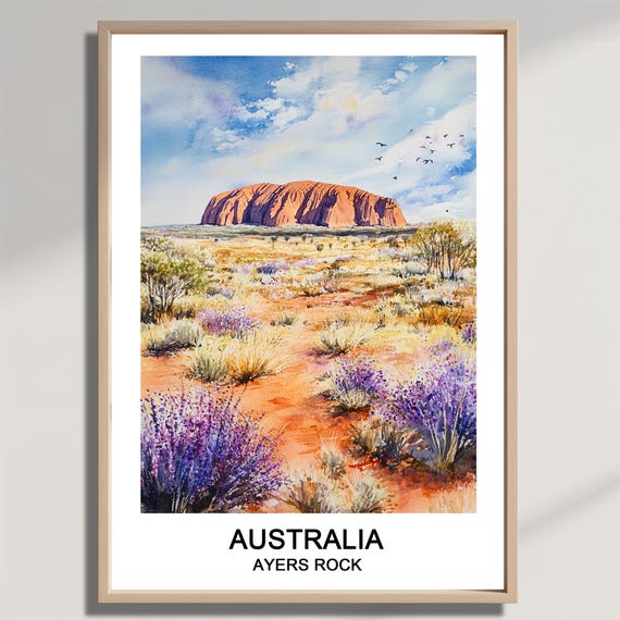 Uluru Ayers Rock Australia Print Travel Wall Art