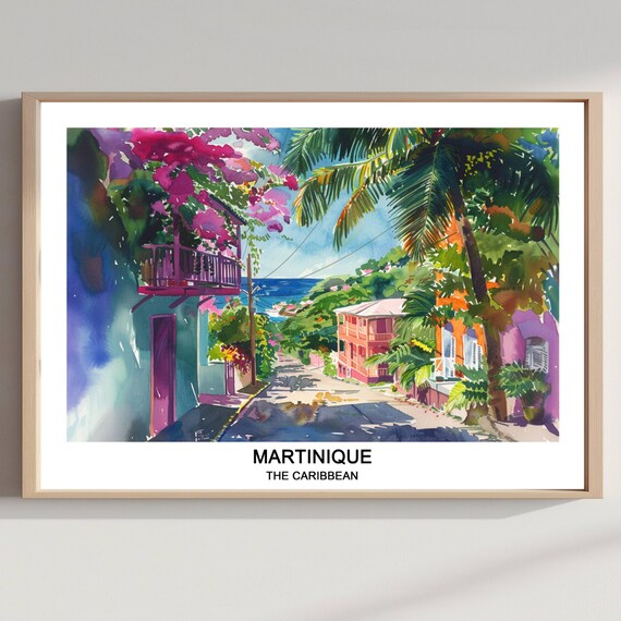 Martinique Watercolor Print Caribbean Island Art