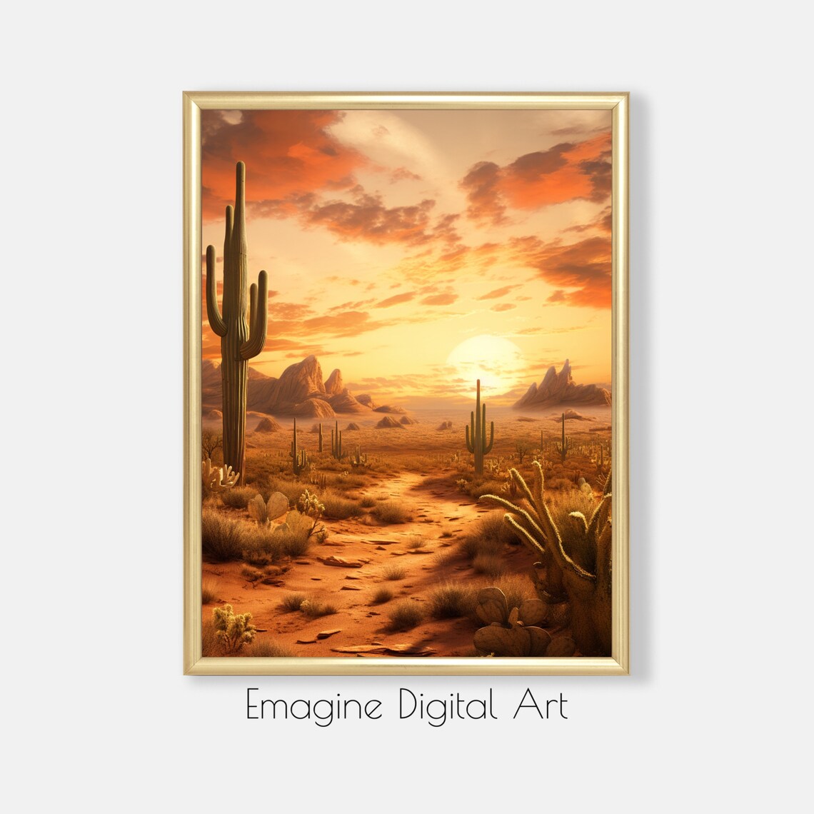 Sonoran Desert Sunrise Saguaro Cactus Southwest Landscape Photo Poster