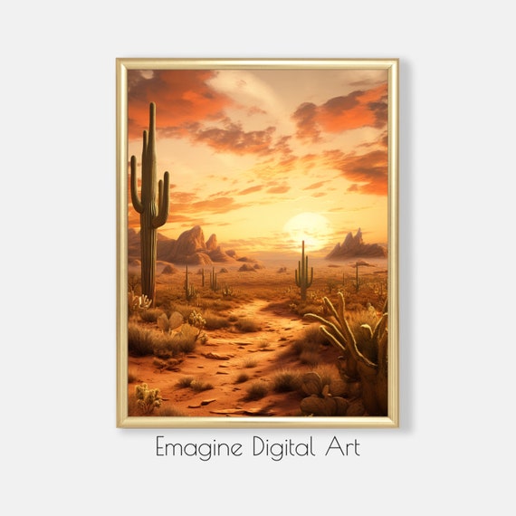 Art Sonoran Desert Sunrise With Saguaro Cacti Photo Southwest Wall Decor To Print And Frame Sw18