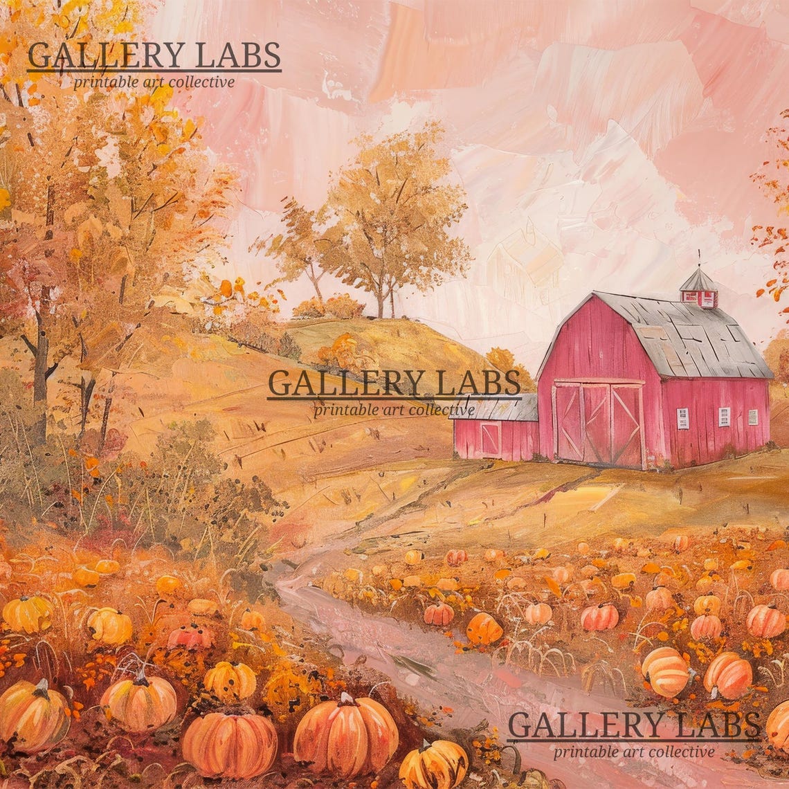 Pink Pumpkin Patch Fall Harvest Sweet Patch Autumn Art Print - Image 4