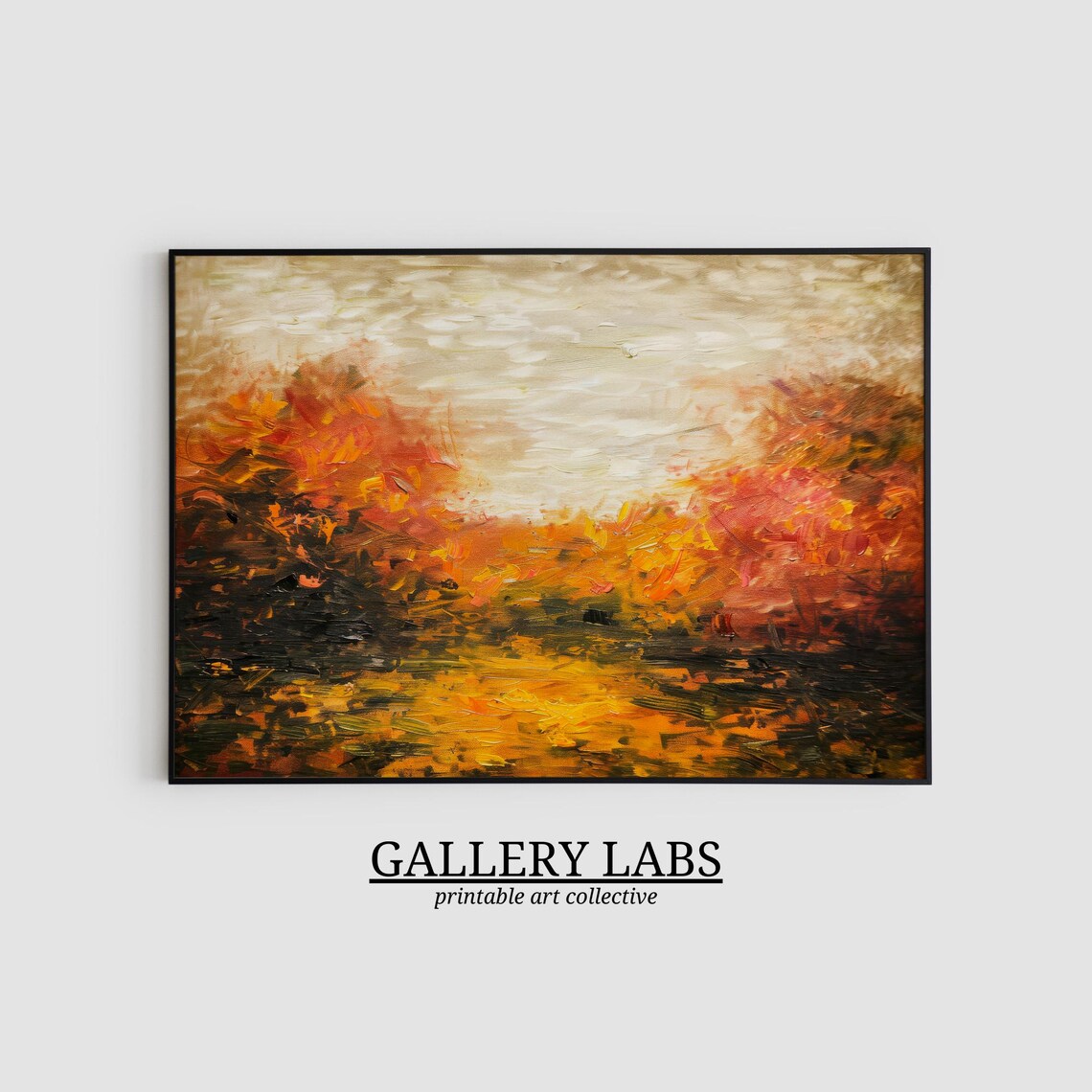 Burnt Orange Abstract Autumn Trees Textured Fall Landscape Wall Art Print - Image 2