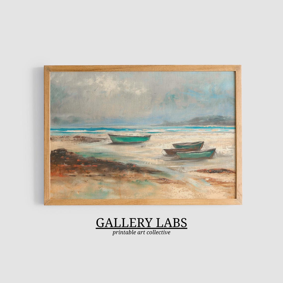 Vintage Nautical Ocean Horizon Calm Coastal Scene Wall Art Print - Image 3