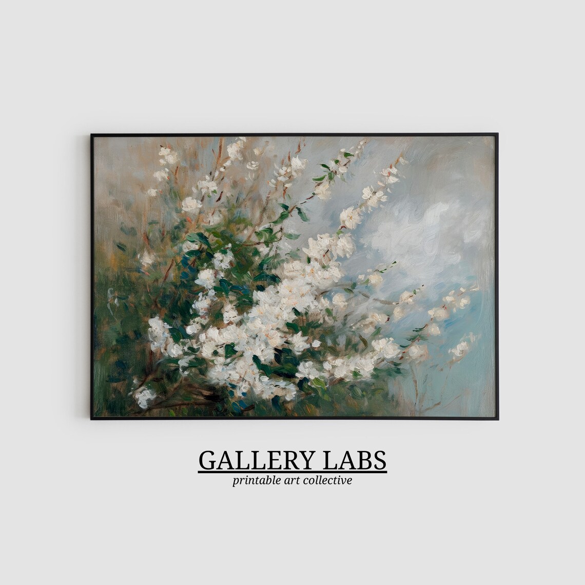 White Blossom Branch Painting Apple Blossom Spring Floral Art Print - Image 2