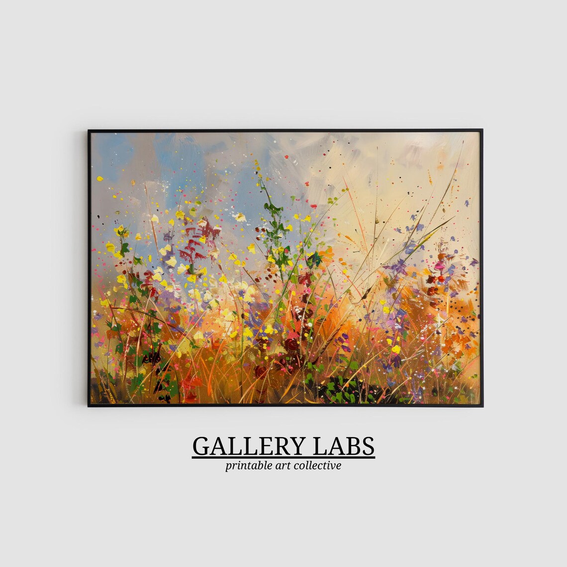 Abstract Wildflower Meadow Autumn Colors Textured Floral Wall Art Print - Image 2