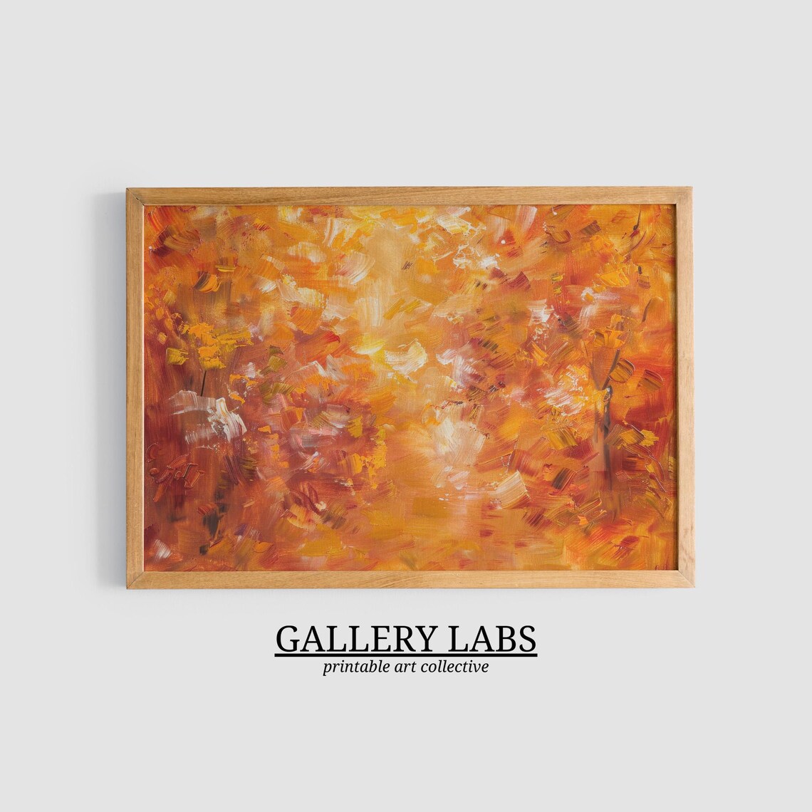 Fiery Orange Autumn Foliage Abstract Textured Fall Landscape Wall Art Print - Image 3
