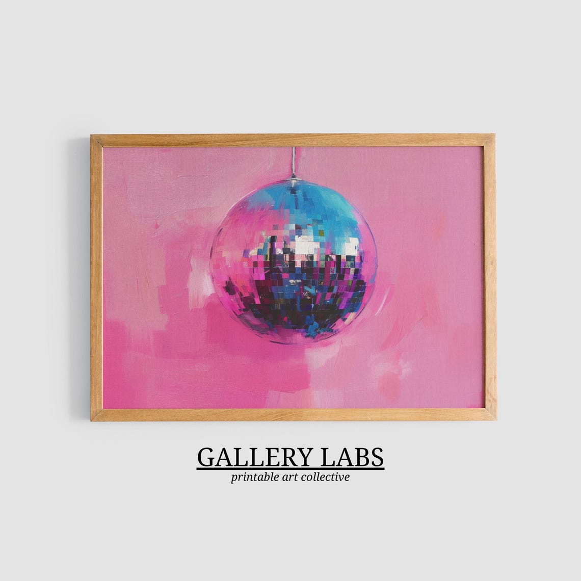 Disco Ball Hanging Pink Background Party Retro Maximalist Wall Poster - Image 3