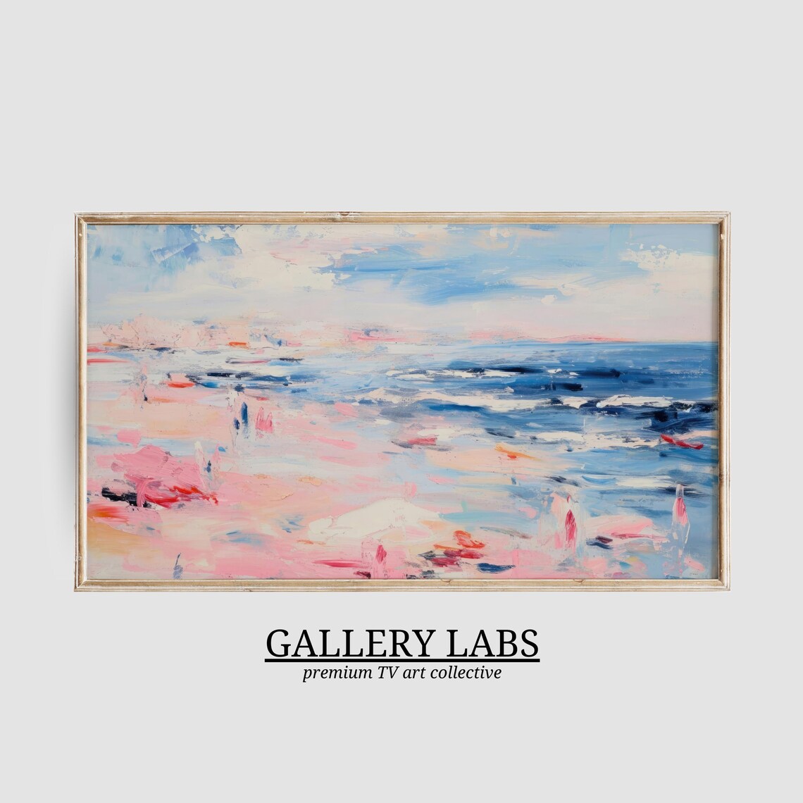 Abstract Pink Coastal Painting Pastel Ocean Waves Modern Wall Art Poster