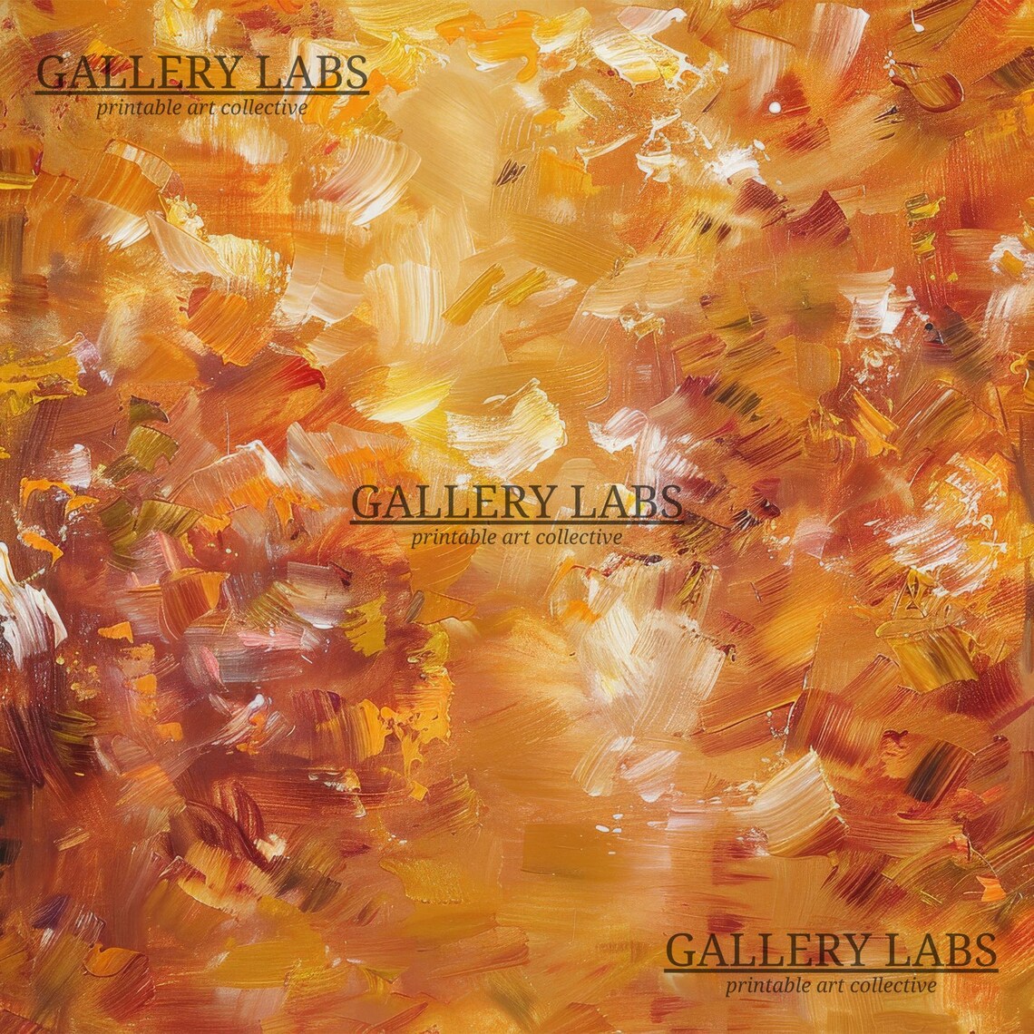 Fiery Orange Autumn Foliage Abstract Textured Fall Landscape Wall Art Print - Image 4