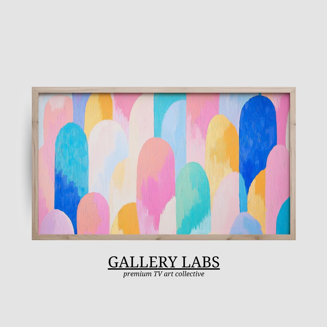 Pink Blue Gold Pastel Arch Shapes Abstract Modern Framed TV Art Print - Image 2