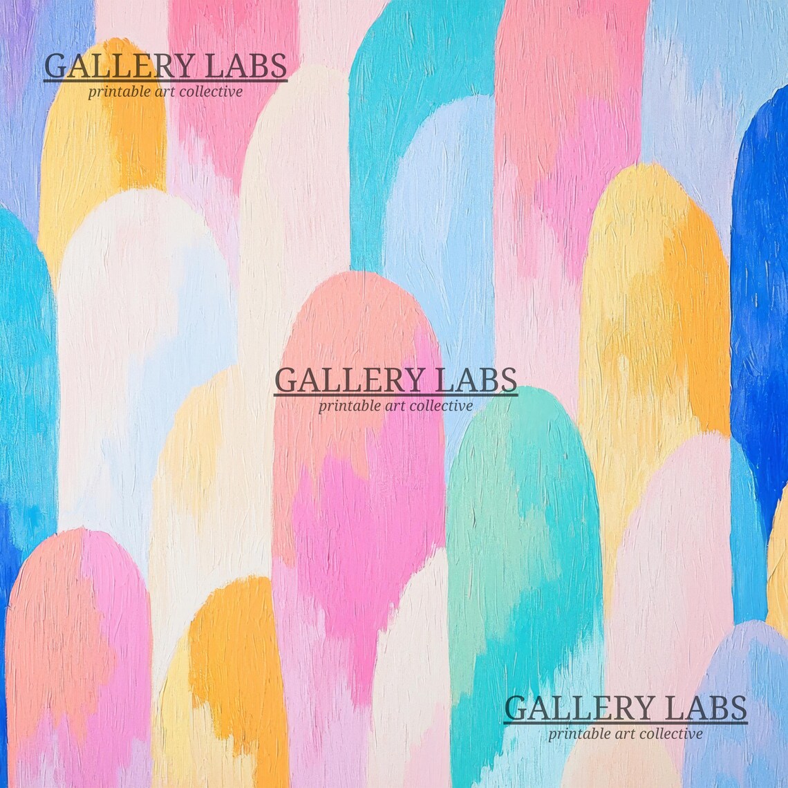 Colorful Abstract Arches Pink Blue Yellow Modern Wall Art Poster - Image 4