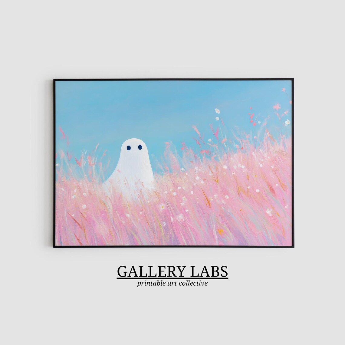 Pink Ghost Print, Girly Halloween Wall Art - Image 2