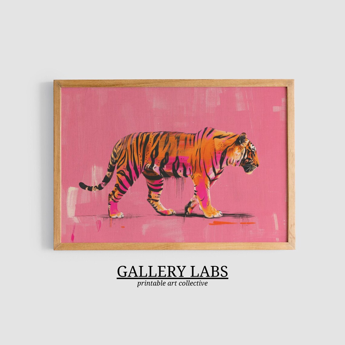 Pink Tiger Print, Maximalist Dorm Room Art Print - Image 3