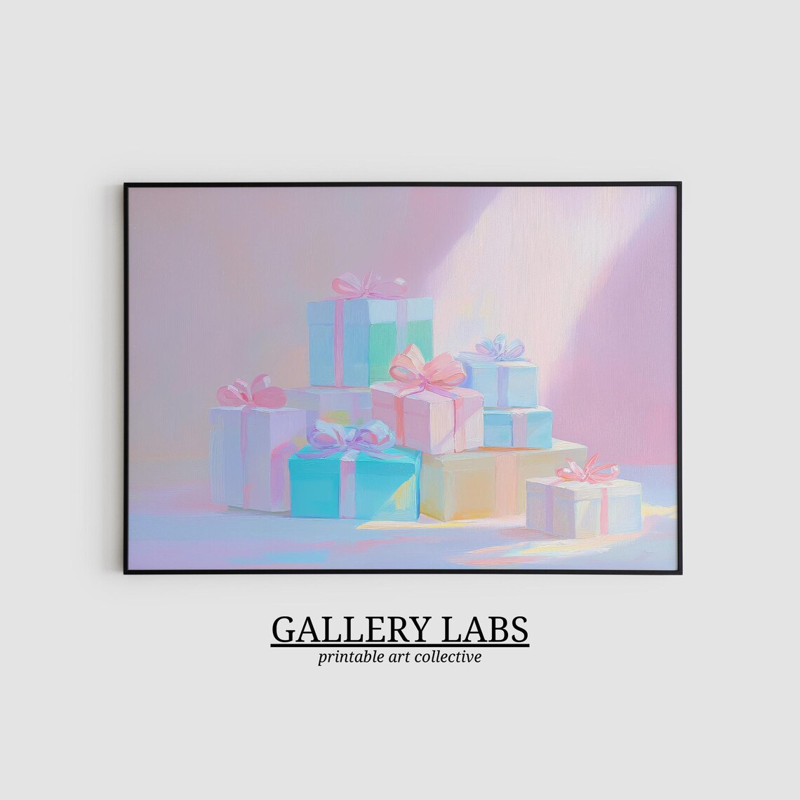 Pastel Pink Christmas Gifts Boxes Holiday Season Wall Art Print - Image 2