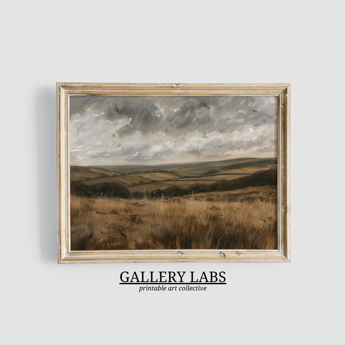 Stormy Moorland With Golden Grass Rolling Hills Dramatic Cloudy Sky Oil Painting Print