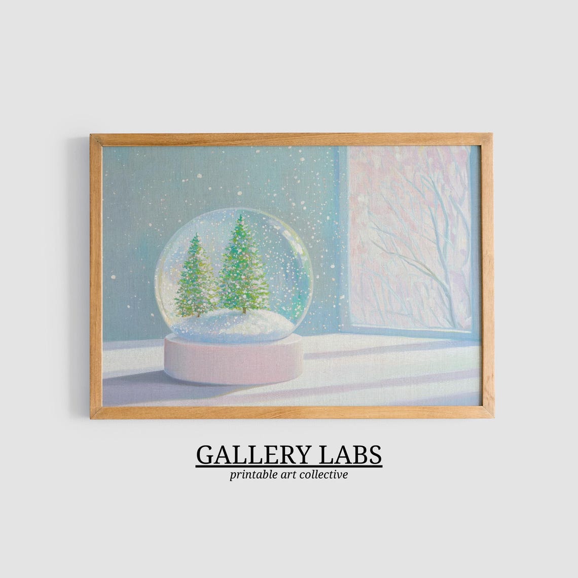 Snow Globe Christmas Trees Frosted Windowsill Winter Wall Art Print - Image 3