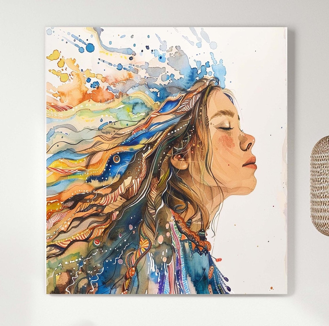 Hippie Art Boho Dream Catcher, Spiritual Wall Art