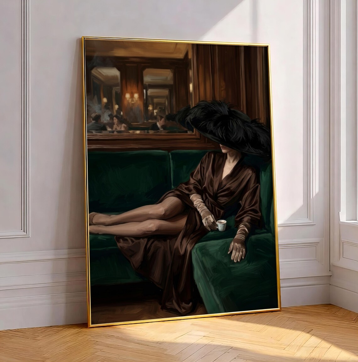 Dark Feminine Paris Cafe Wall Art Print Moody Parisian Decor Old Money Vintage Luxury Lounge Poster French Apartment Digital Download