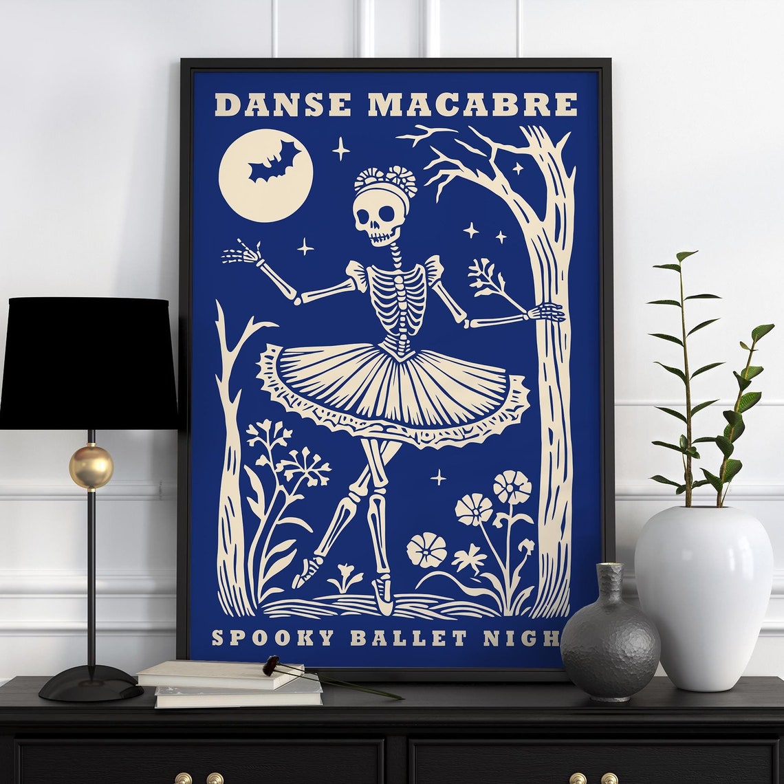 Blue Danse Macabre Spooky Ballet Night Skeleton Ballerina Poster - Image 5