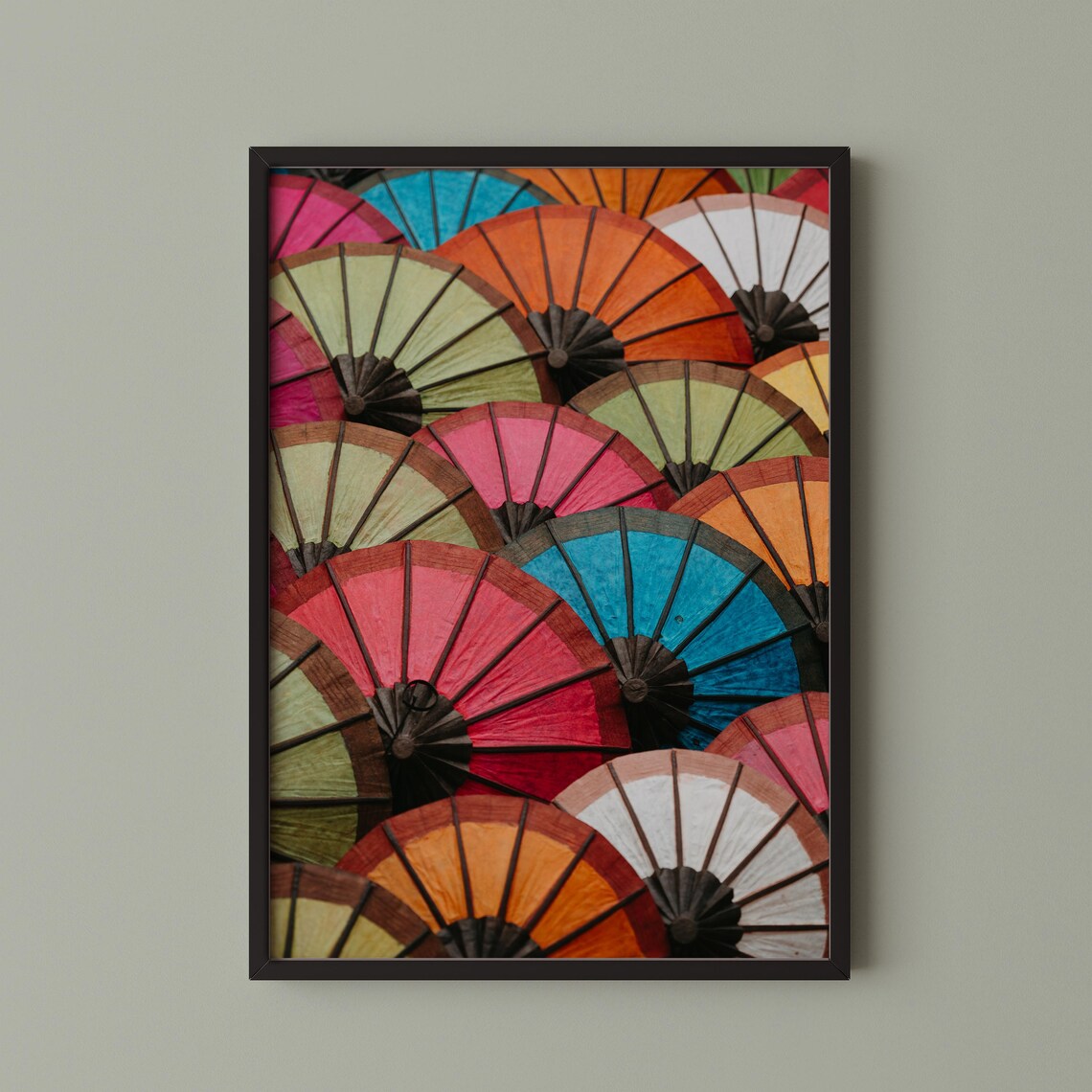 Colorful Paper Umbrellas Market Close Up Travel Photography Poster