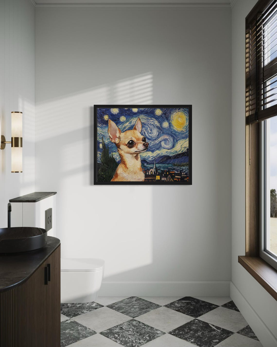 Chihuahua Starry Night Van Gogh Style Tiny Dog Portrait Poster - Image 4