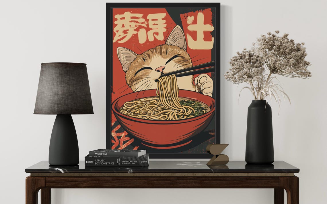 Funny Ramen Cat Poster Print - Image 2