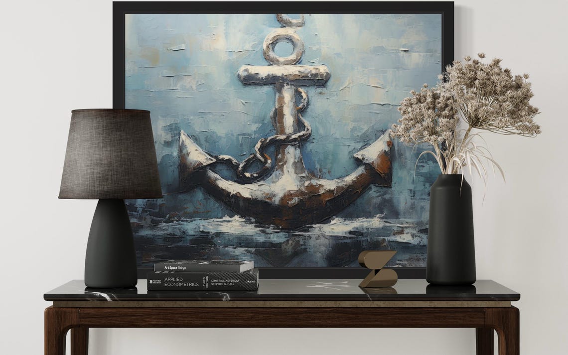 Black Anchor Abstract Wall Art Print - Image 3
